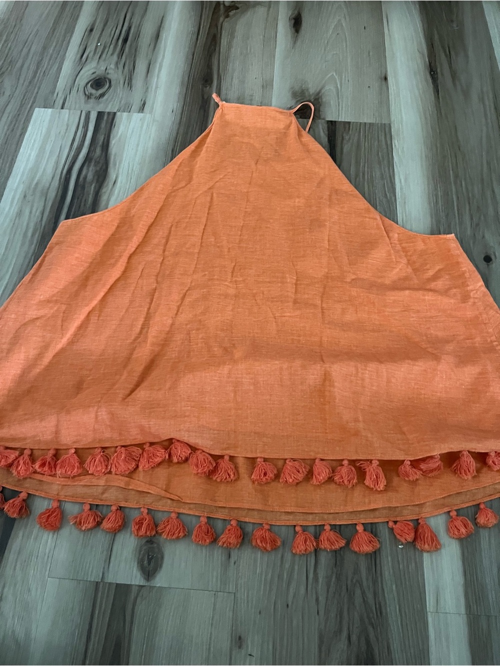 Tory Burch Tank Top Halter Lindsay Blouse Pom Pom Hem Orange Cotton Women 12 - Picture 3 of 7